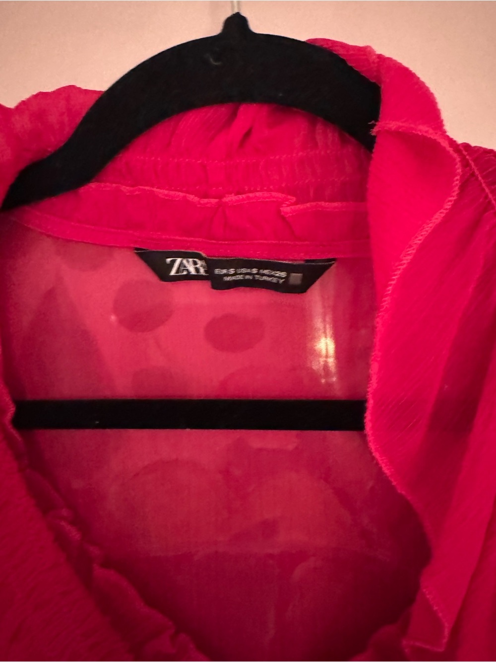 Zara Hot Pink Ruffle-Front Blouse - Picture 2 of 2